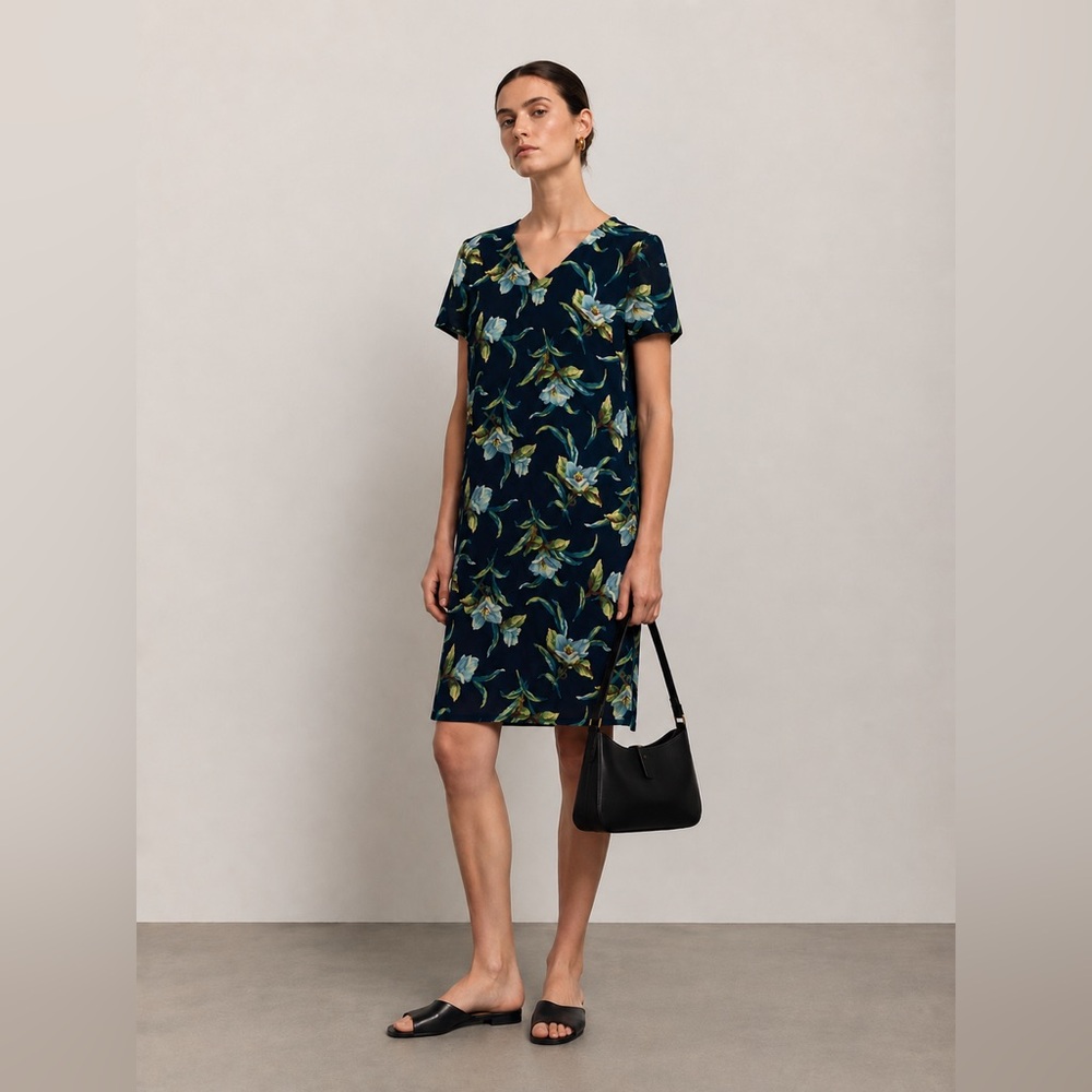 VINTAGE - Laura Ashley Navy Floral Shift Mini Dress Cottagecore | 90s